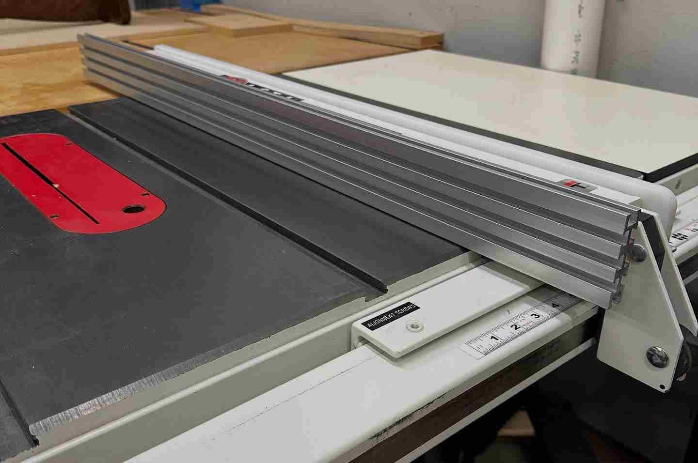 Ultra track fence installed on a table saw