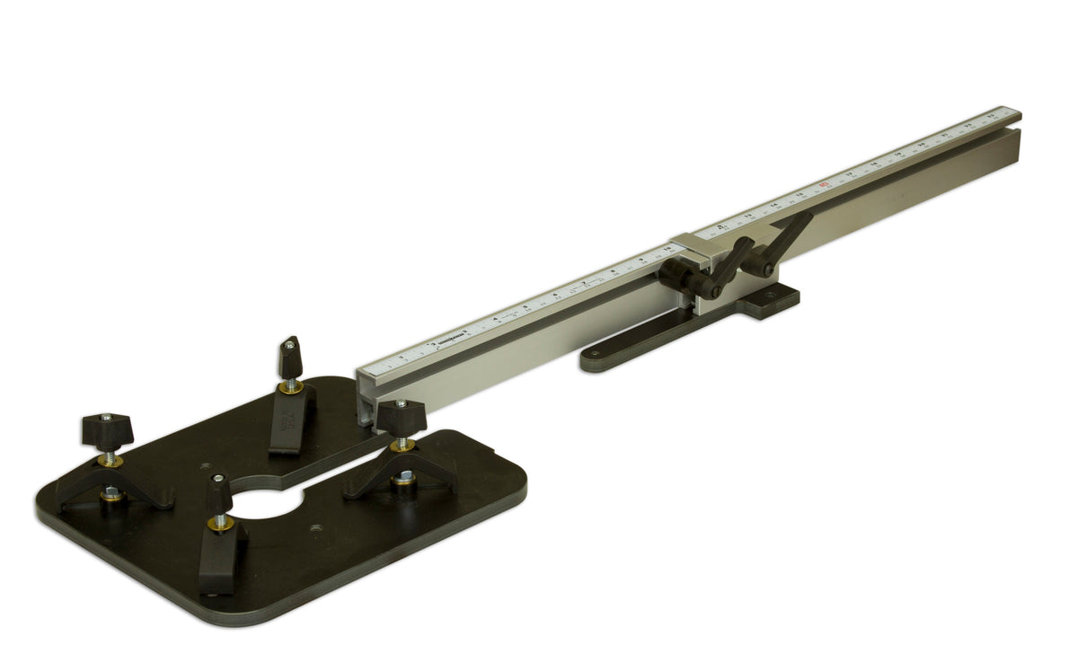 Woodhaven router circle jig on workbench