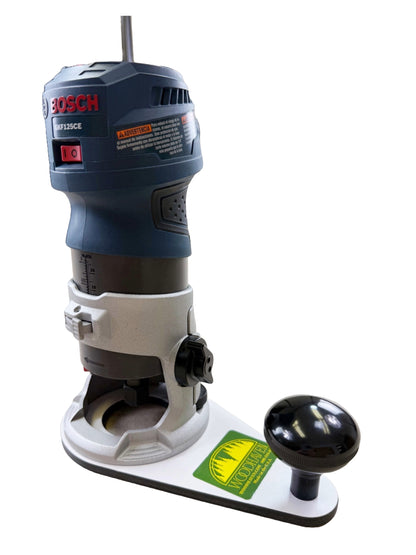 Bosch power tool on a white offset handle base plate