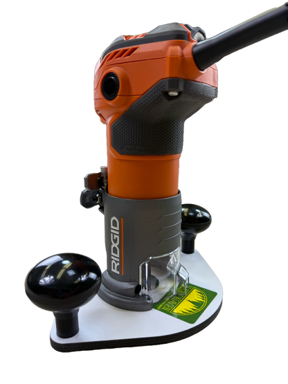 Ridgid router on a white baseplate
