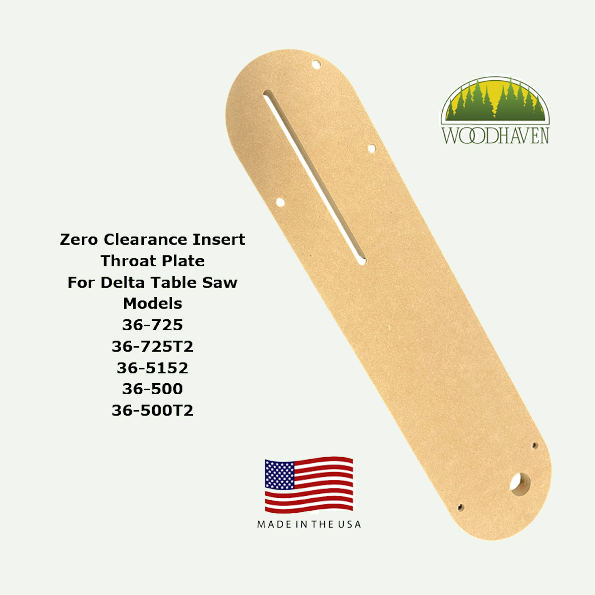 Zero Clearance Throat Plate Delta 36